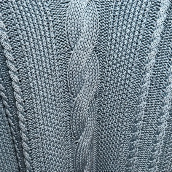 Brooks Brothers 100% cotton cable knit sweater luxe soft heavyweight blue $198 - Picture 4 of 9